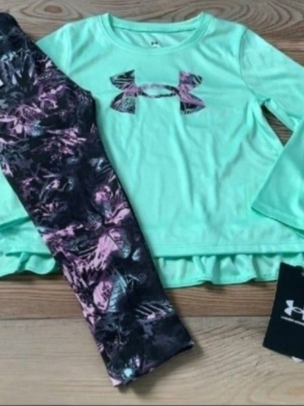 Under Armour Girls' Mint Green Top & Leggings Set Size 3T(NWT)
